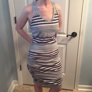 Gray-Striped Casual Dress